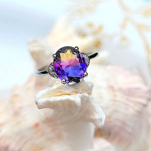 Genuine Natural Ametrine Adjustable Ring NWT